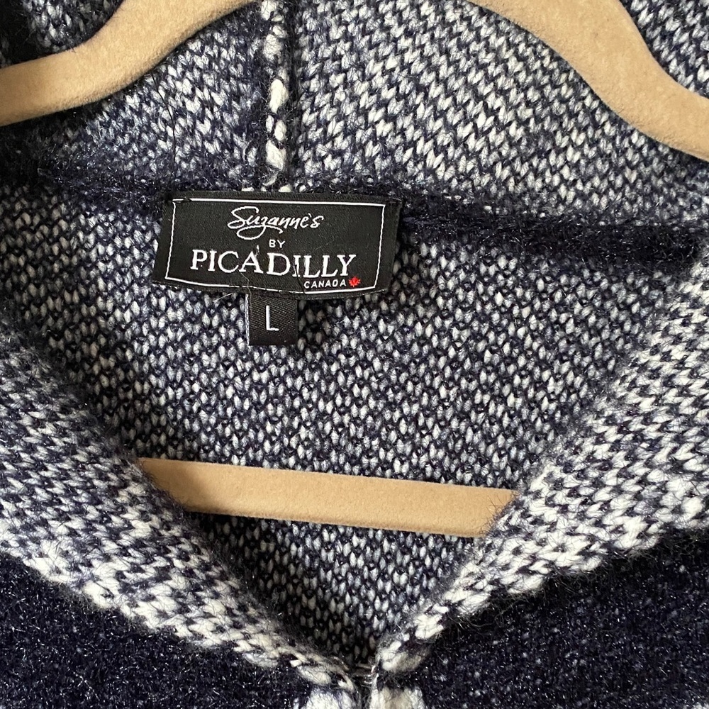 Picadilly Fashion Navy and White Teddy Jacket - Picture 2 of 6